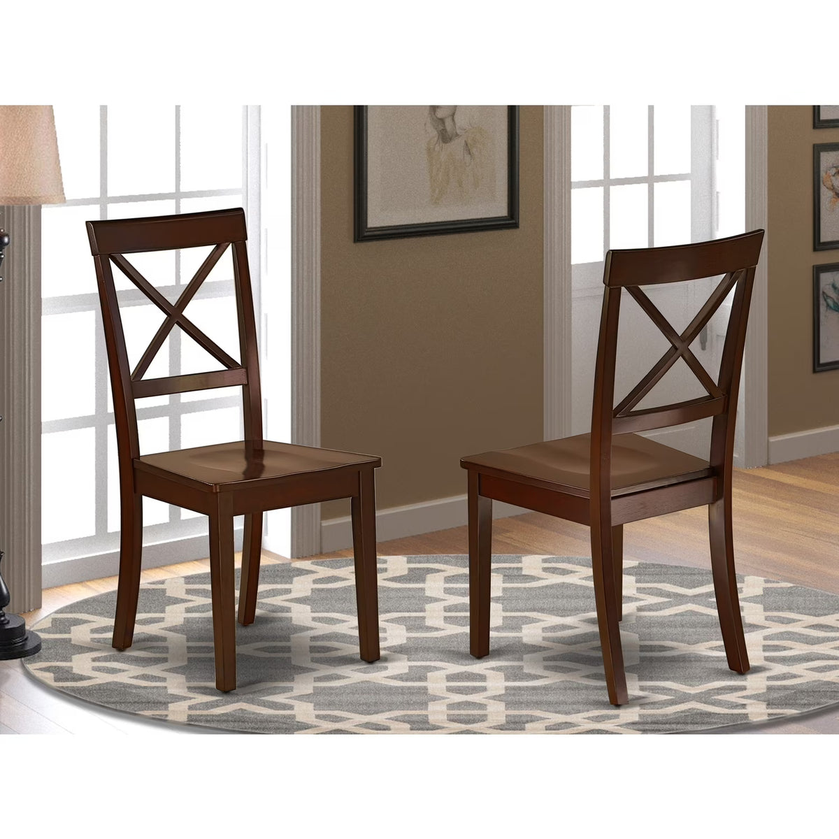 Black And Cherry Finish Wood Seat Chair I317