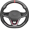 Black Genuine Leather Suede Steering Wheel Cover E797