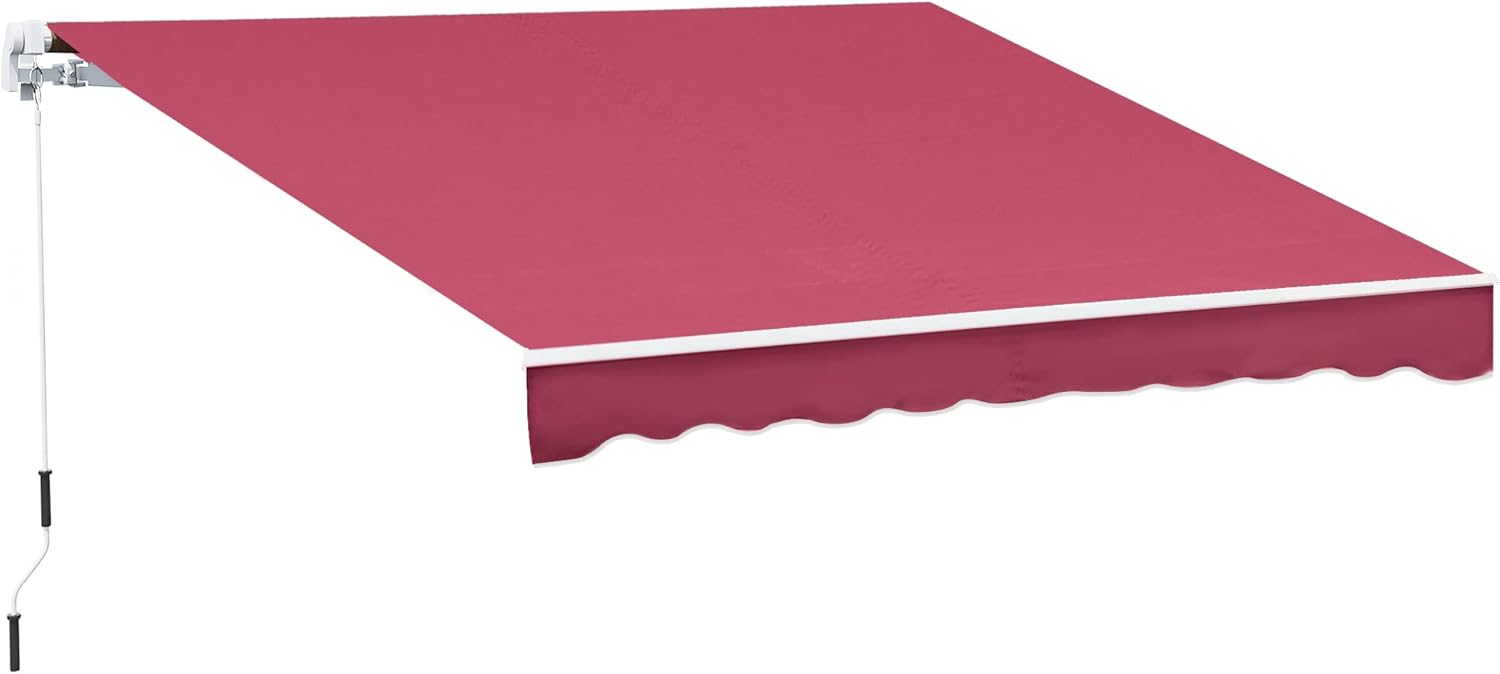 10' x 8' Manual Retractable Awning with UV Protection, Red K208435