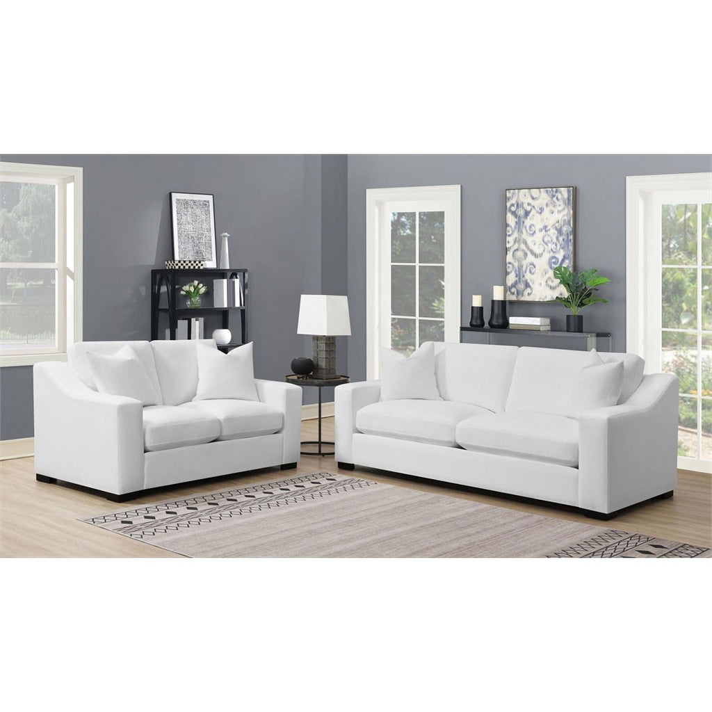 2-piece White Fabric Upholstered Living Room Set E74376