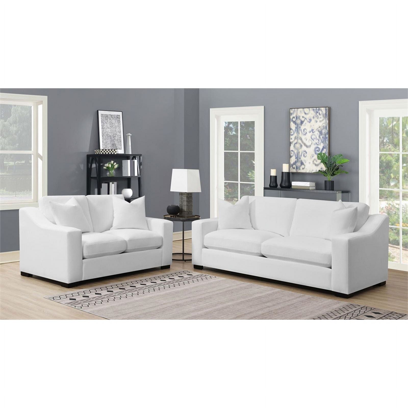 2-piece White Fabric Upholstered Living Room Set E74376