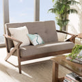 Light Grey Walnut Fabric Tufted 2-Seater Loveseat B204