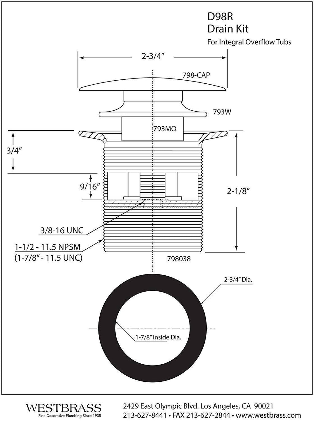 Satin Nickel Bath Drain T750023