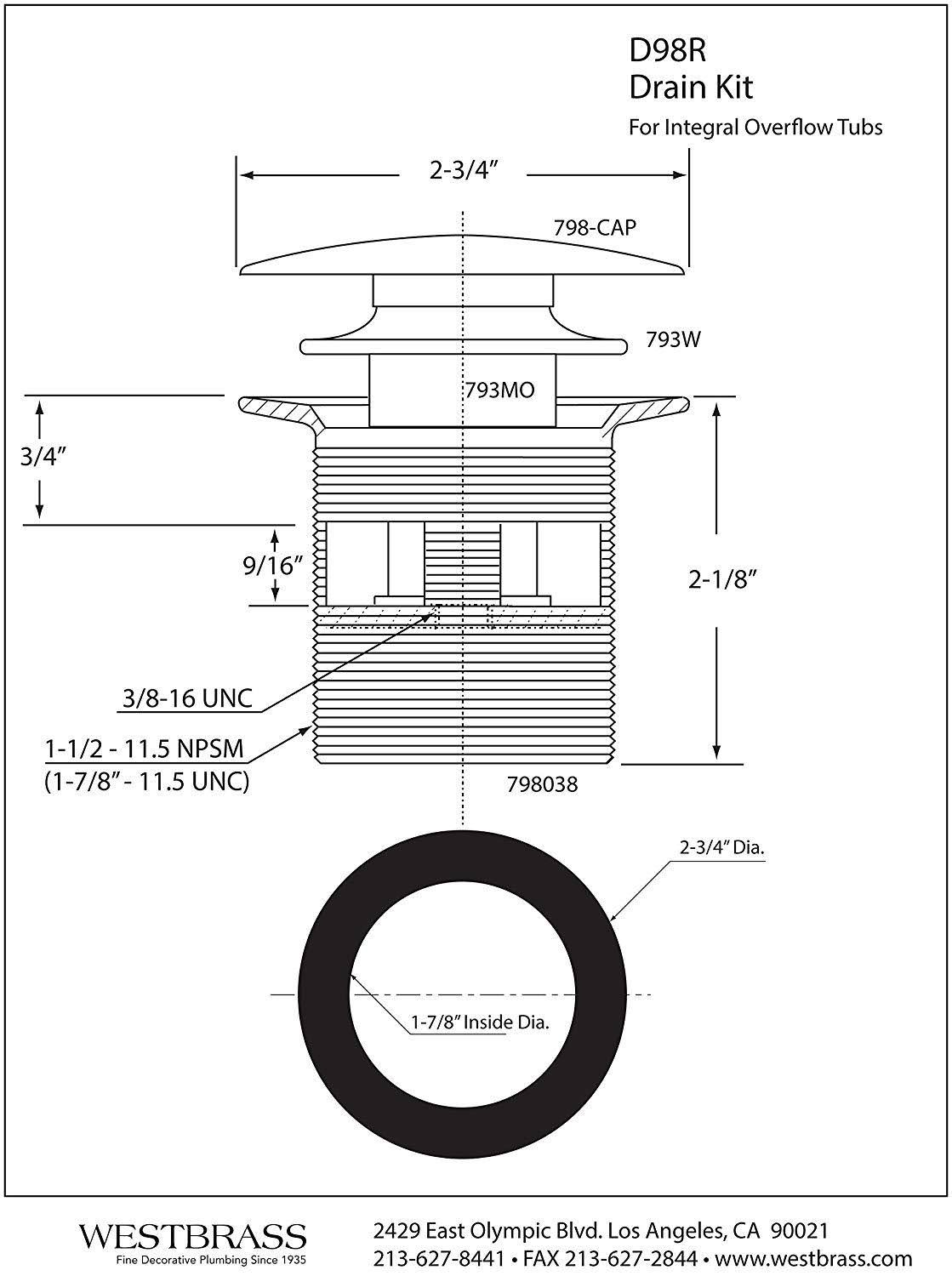 Satin Nickel Bath Drain T750023