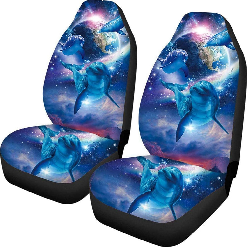 Non Slip Neoprene Front Seat Covers Set of 2 Black White Universal Size L902231