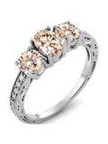 Oval Peach Morganite 925 Sterling Silver Moissanite Ring O93459
