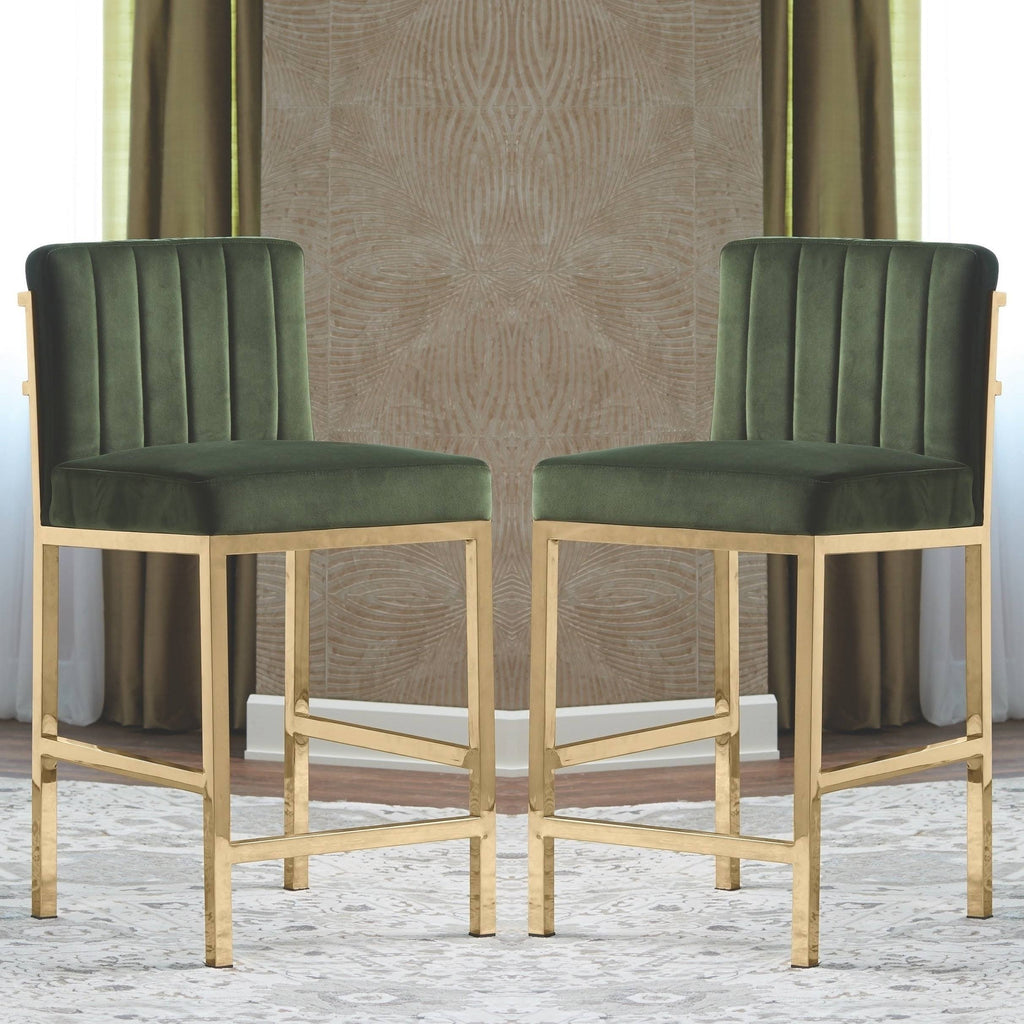 Green Velvet Counter Height Stools T323011