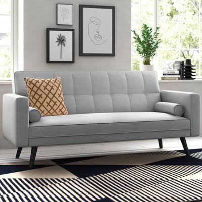 Gray Canvas Square Arm Sleeper Sofa W975960