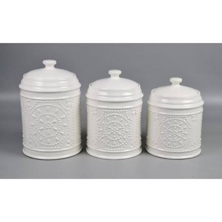 White 3 Piece Kitchen Canister Set W486
