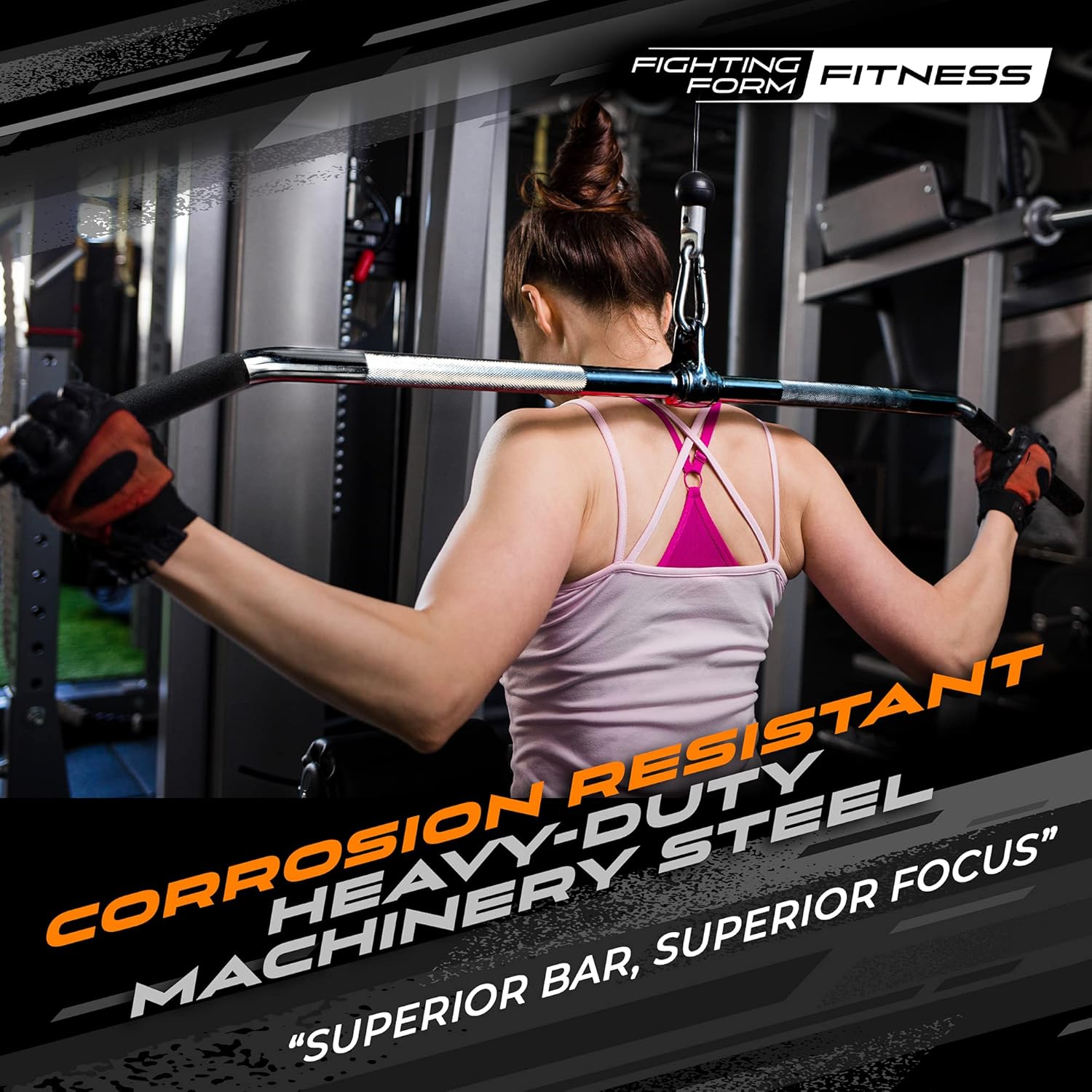 LAT Pull Down Bar, 600LB HD Max, Wide 47” Wingspan, Knurled Grips, Pack of 2 B501