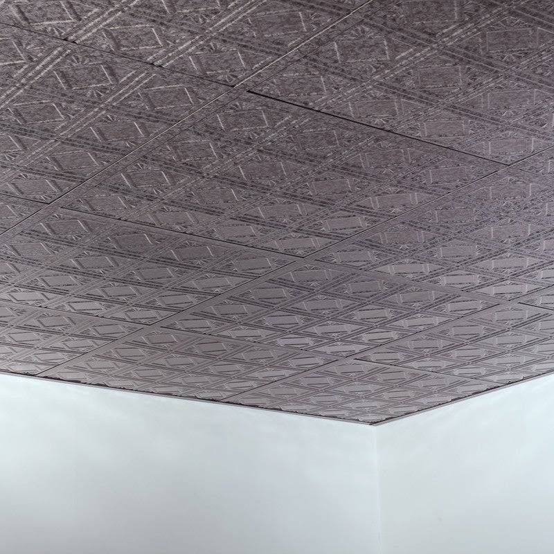 4 Decorative Vinyl Lay in Ceiling Tile in Galvanized Steel (5 Pack) Y2574