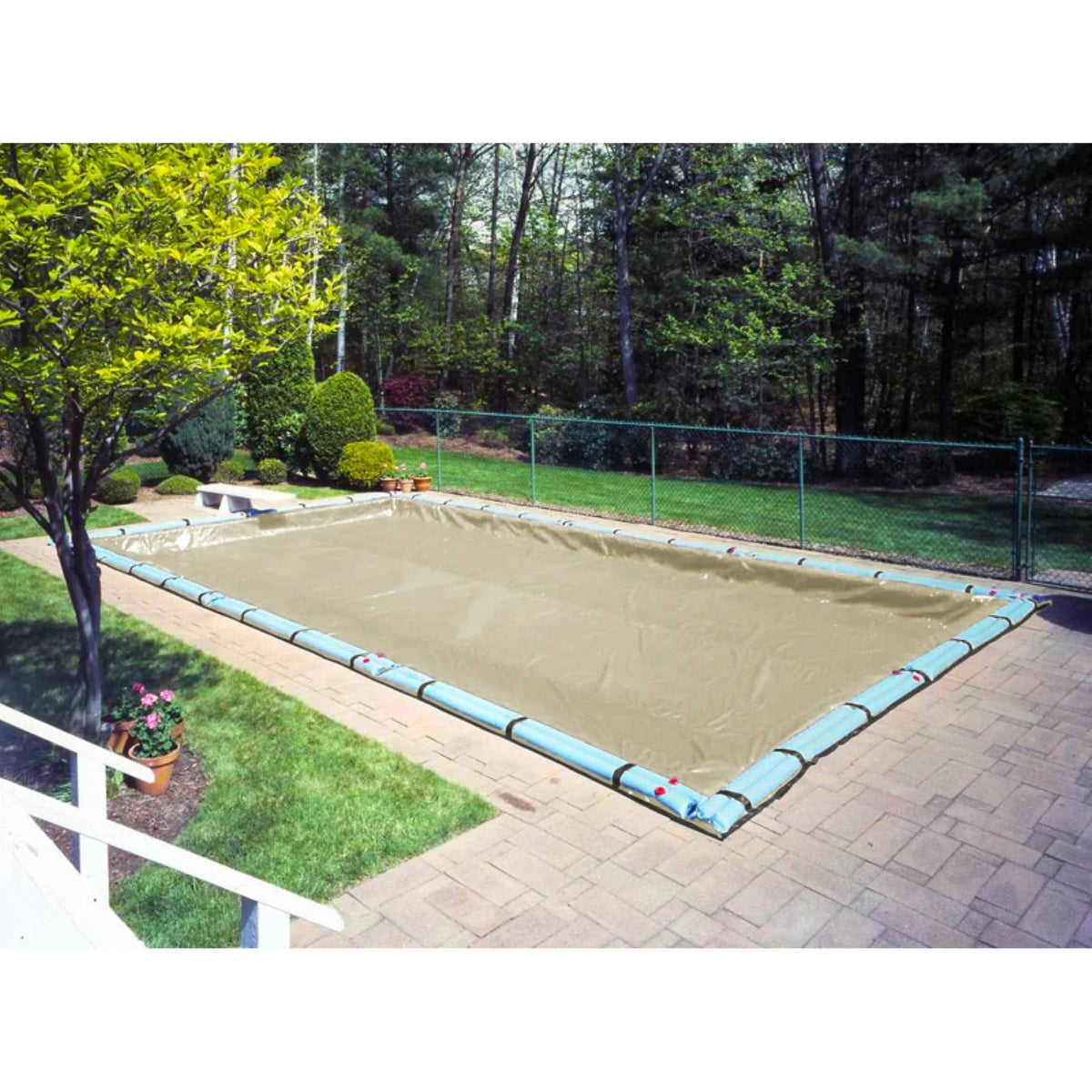 Tan Rectangular Winter Pool Cover X878