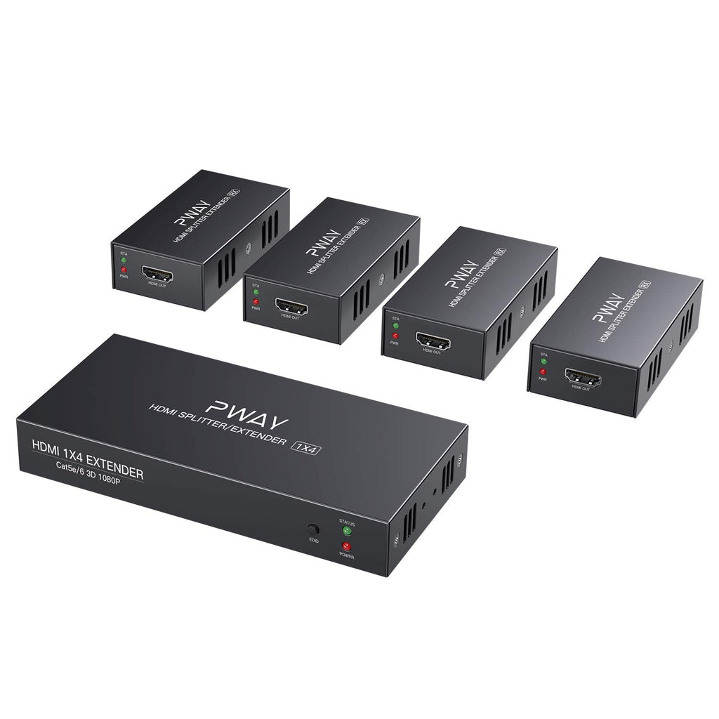 HDMI Extender Splitter 1x4 Port 1080P Over Cat5e/Cat6 Ethernet Cable 50m/165ft W152