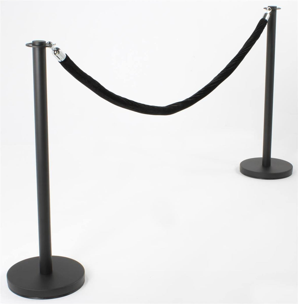 Matte Black Crowd Control Posts with Black Velvet ROP, Set of 2 U151175
