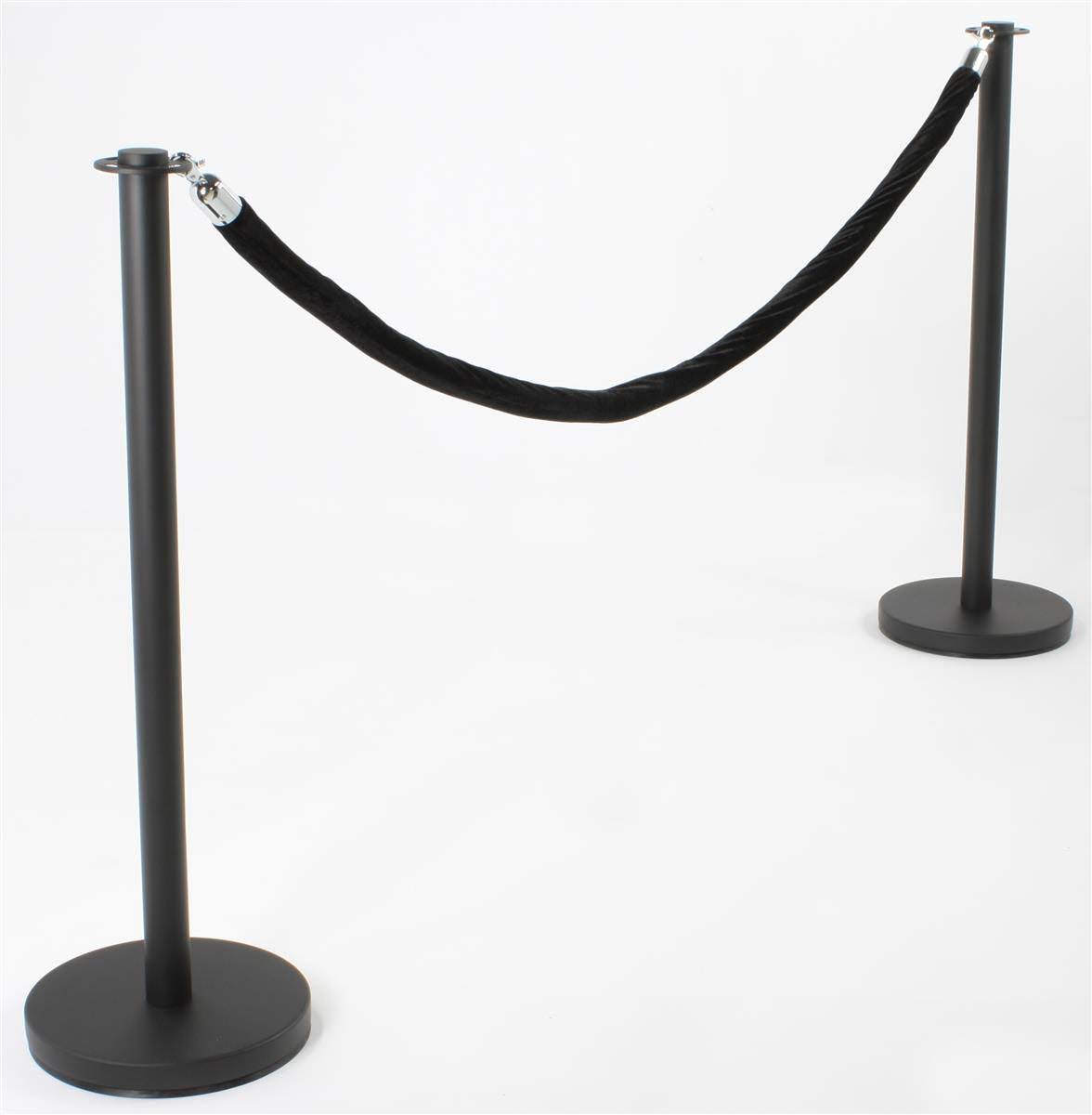 Matte Black Crowd Control Posts with Black Velvet ROP, Set of 2 U151175