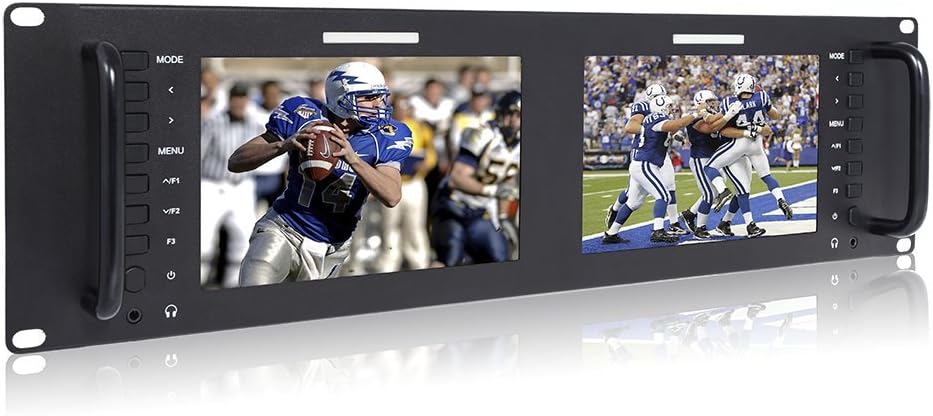 Dual 7 Inch 3RU Broadcast SDI Rack Mount Monitor IPS 1280x800 HD LCD Screen 3G SDI HDMI AV Input and Output K6383