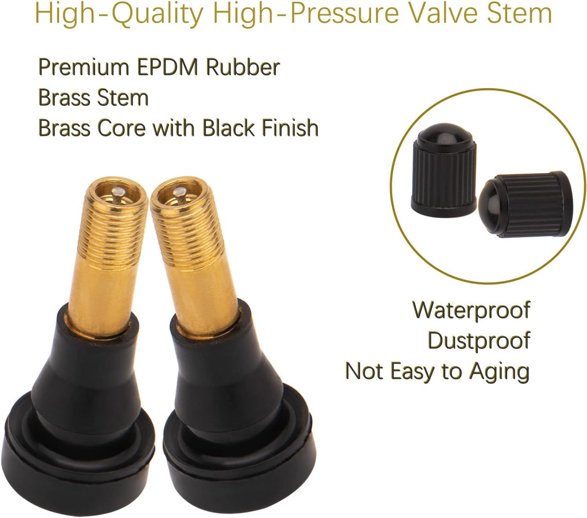 High Pressure Brass Rubber Snap-in Tire Valve Stem (100 Pack) G426986