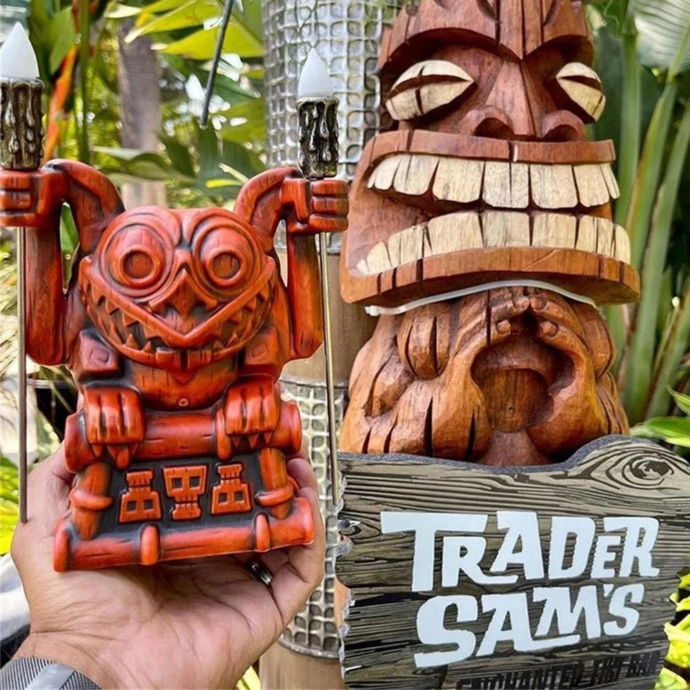 Hawaii Totem Tiki Figure Statue Torch Luminous Water Cup F392