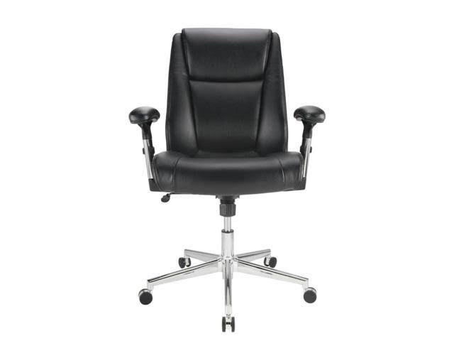 Bonded Leather Mid-Back Manager Chair, Black/Silver V3875
