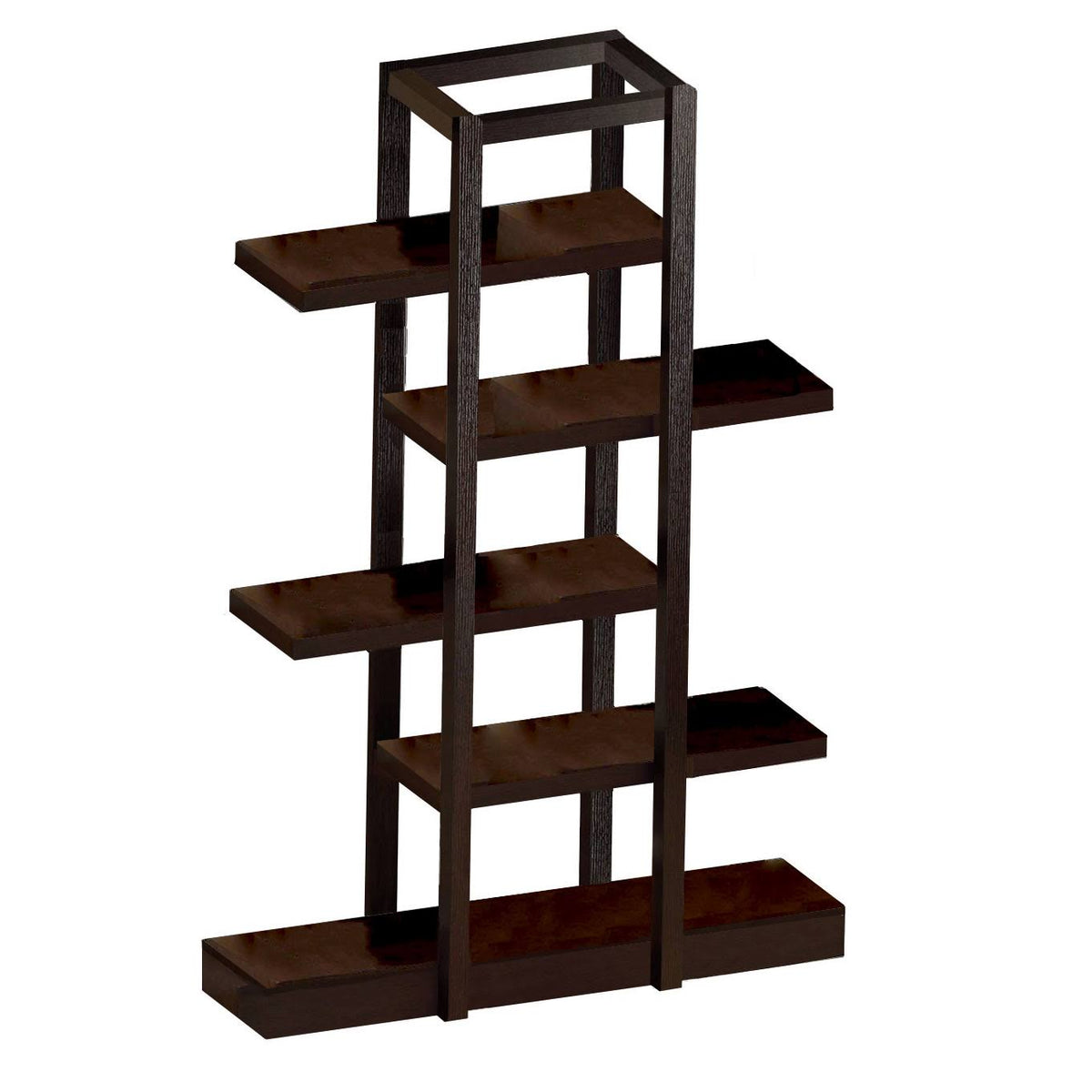 5-Shelf Zigzag Bookcase, Cappuccino Q509