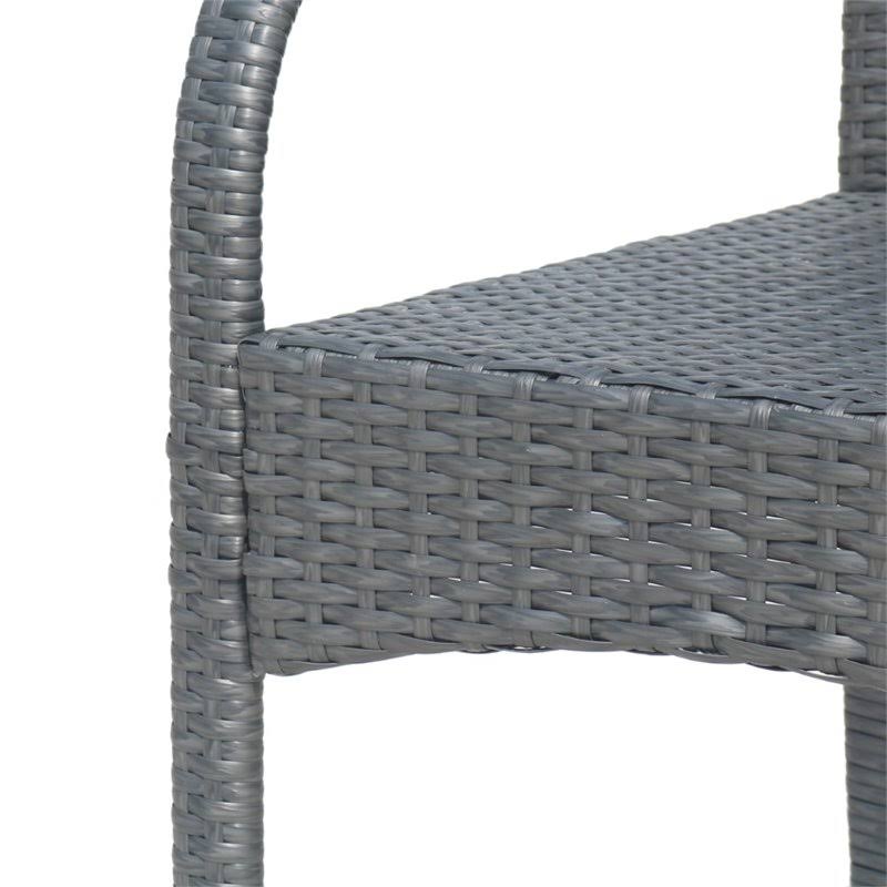 Gray Wicker Barstool Chair (Set of 2) O5204