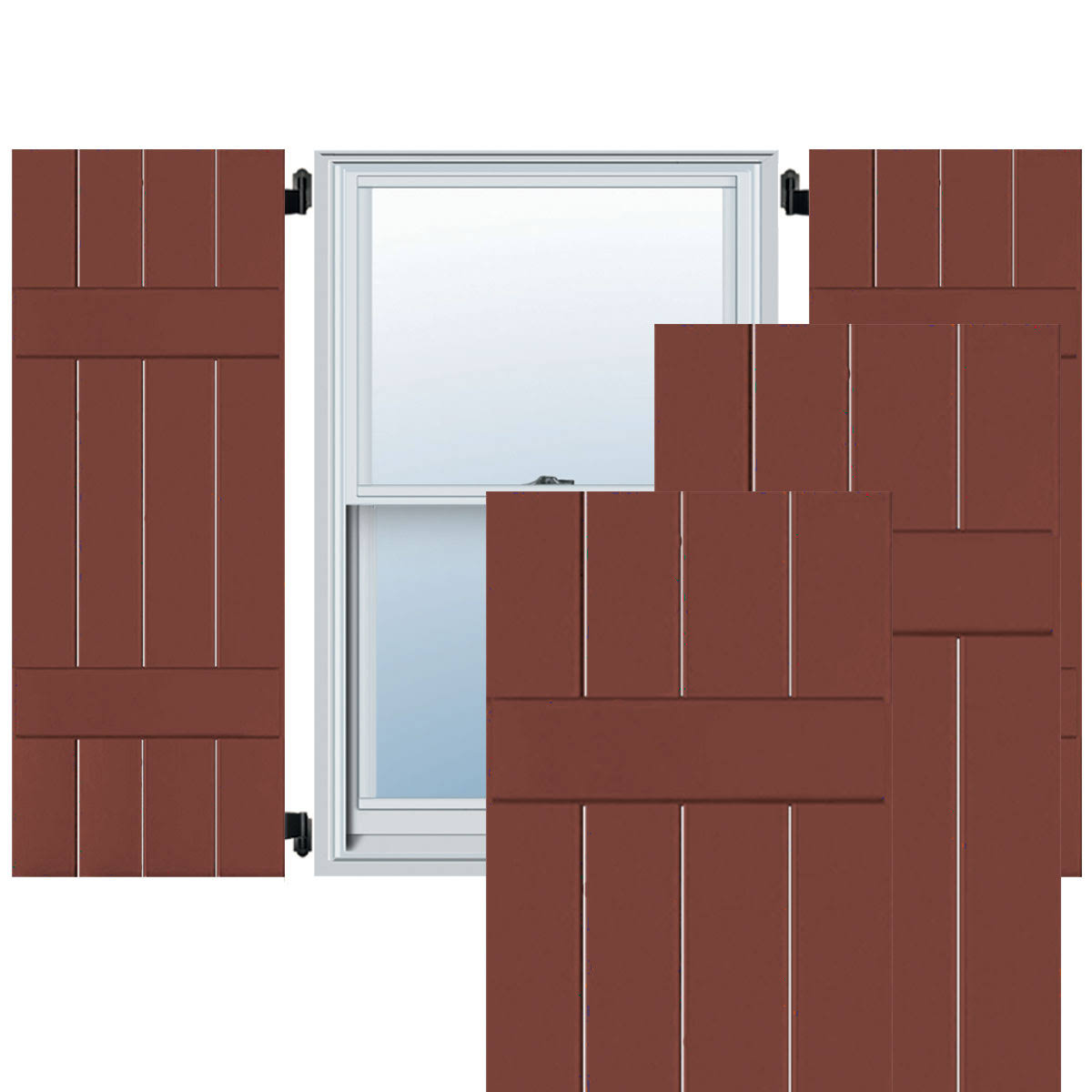 2-Pack 15-in W x 55-in H Country Redwood Board and Batten Wood Western Red Cedar Exterior Shutters G42862