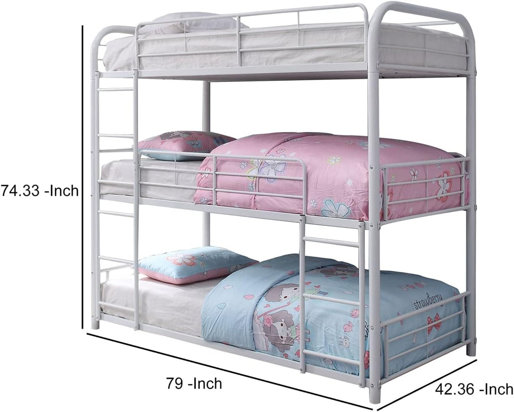 White Triple Twin Bunk Bed T45118