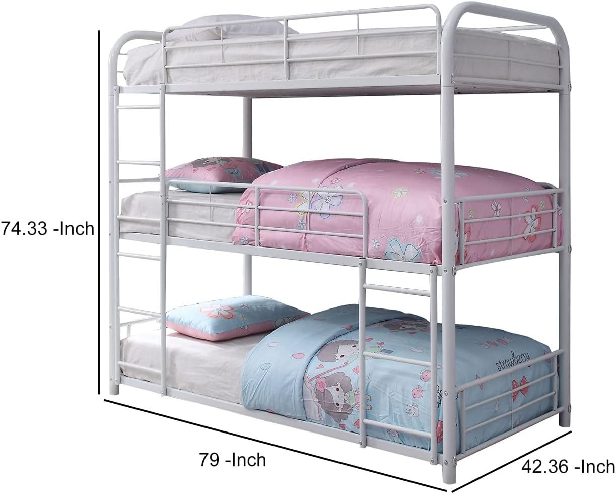 White Triple Twin Bunk Bed T45118