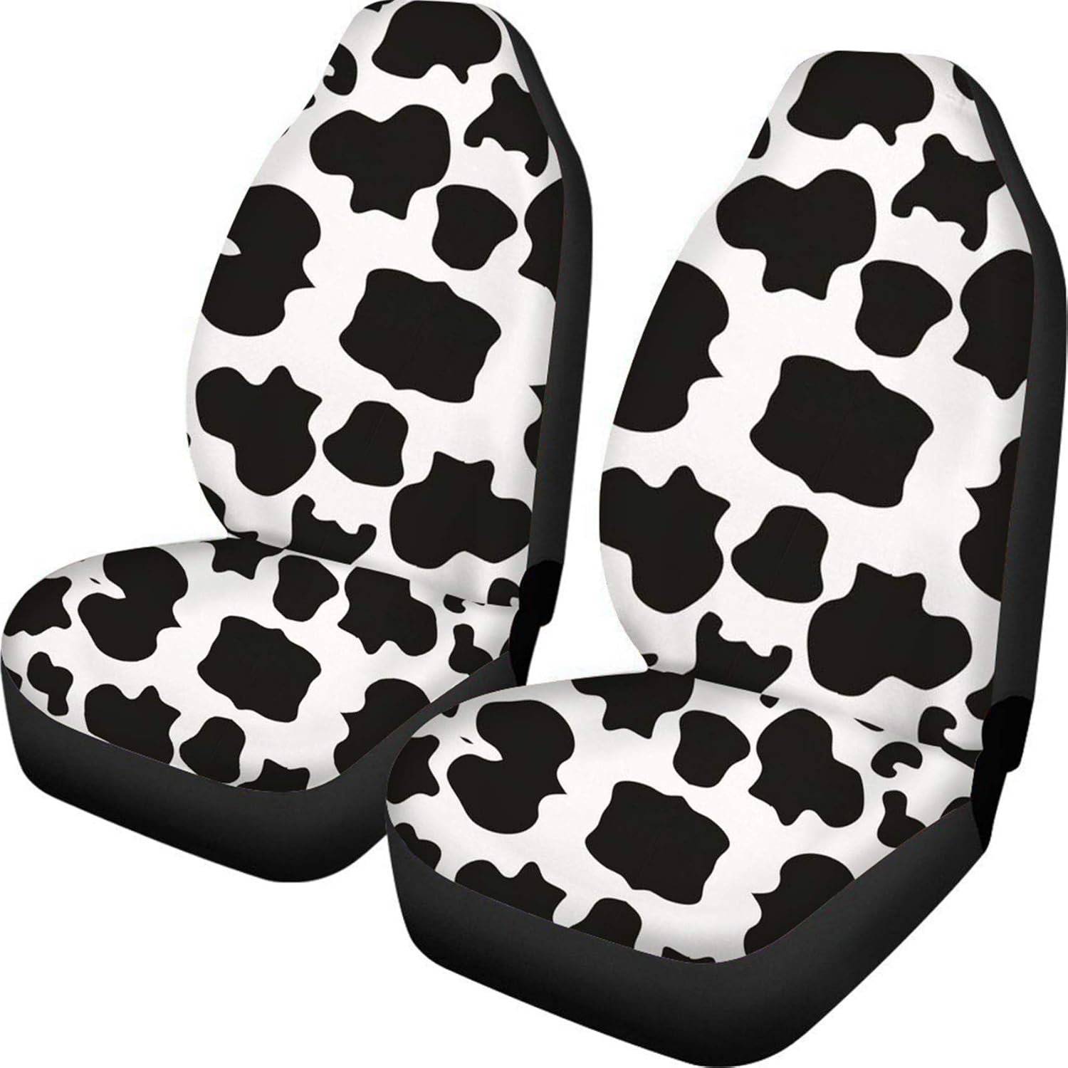 Non Slip Neoprene Front Seat Covers Set of 2 Black White Universal Size L902231