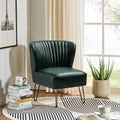 Green Faux Leather Armless Accent Chair with Metal Base V249