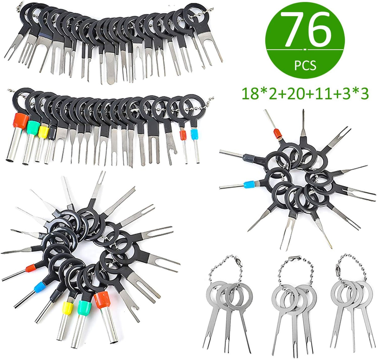 76PCS 52 Sizes Stainless Steel Terminal Removal Tool Kit Q979