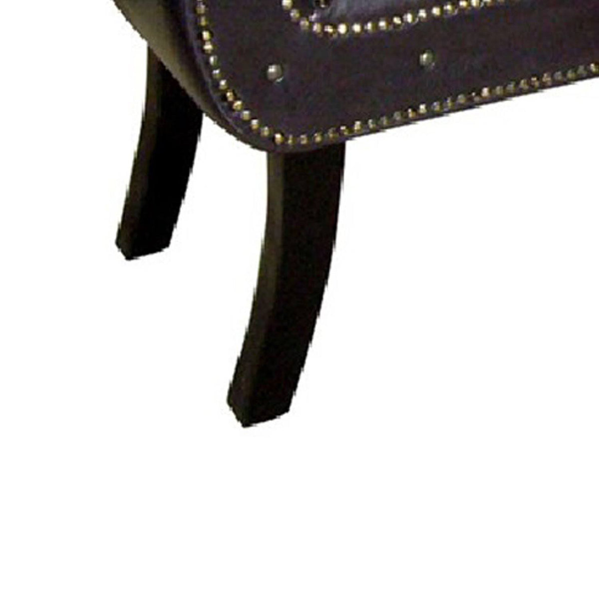 Dark Brown Leatherette Bench with Nailhead Trim A35851