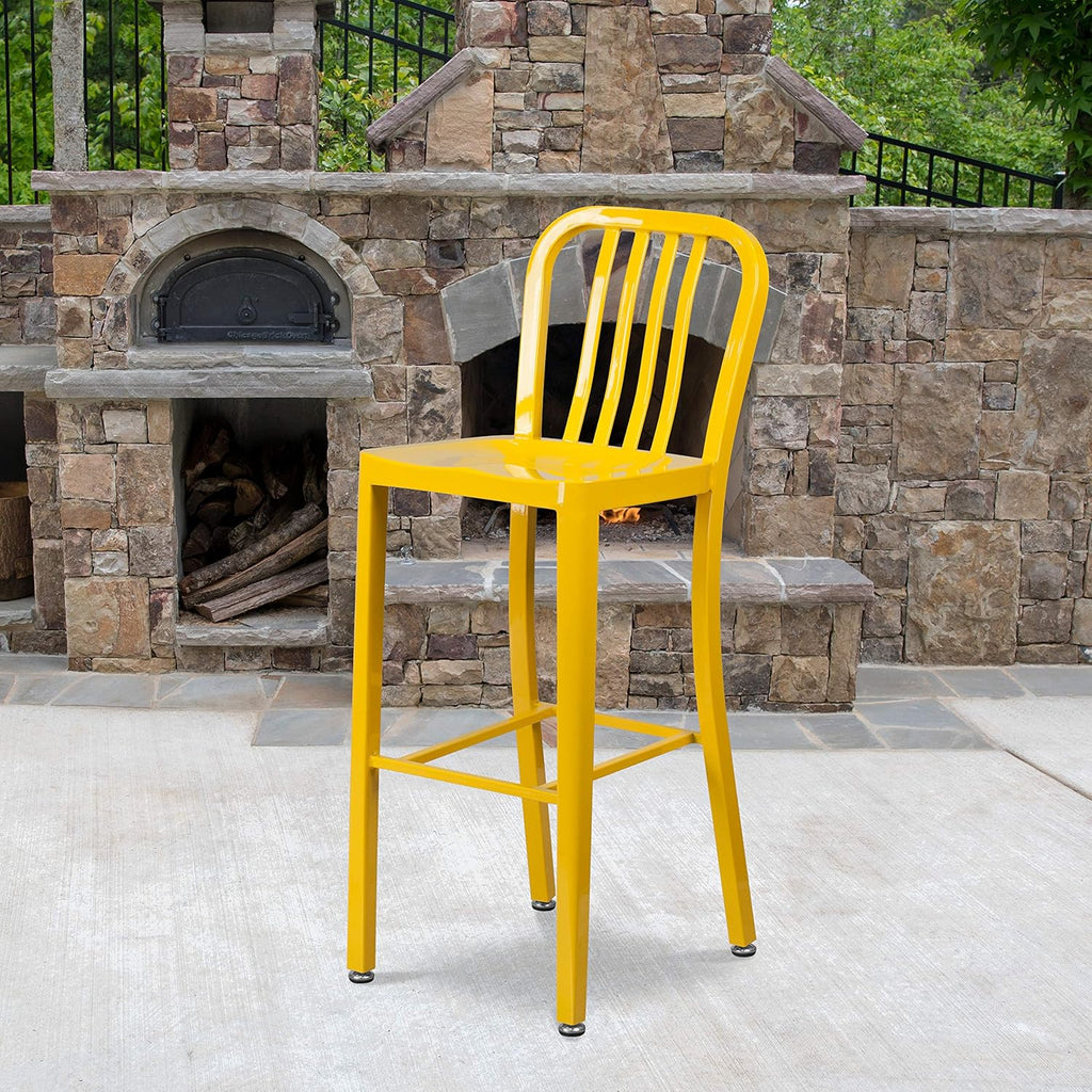 Red Metal Indoor-Outdoor Barstool I93660