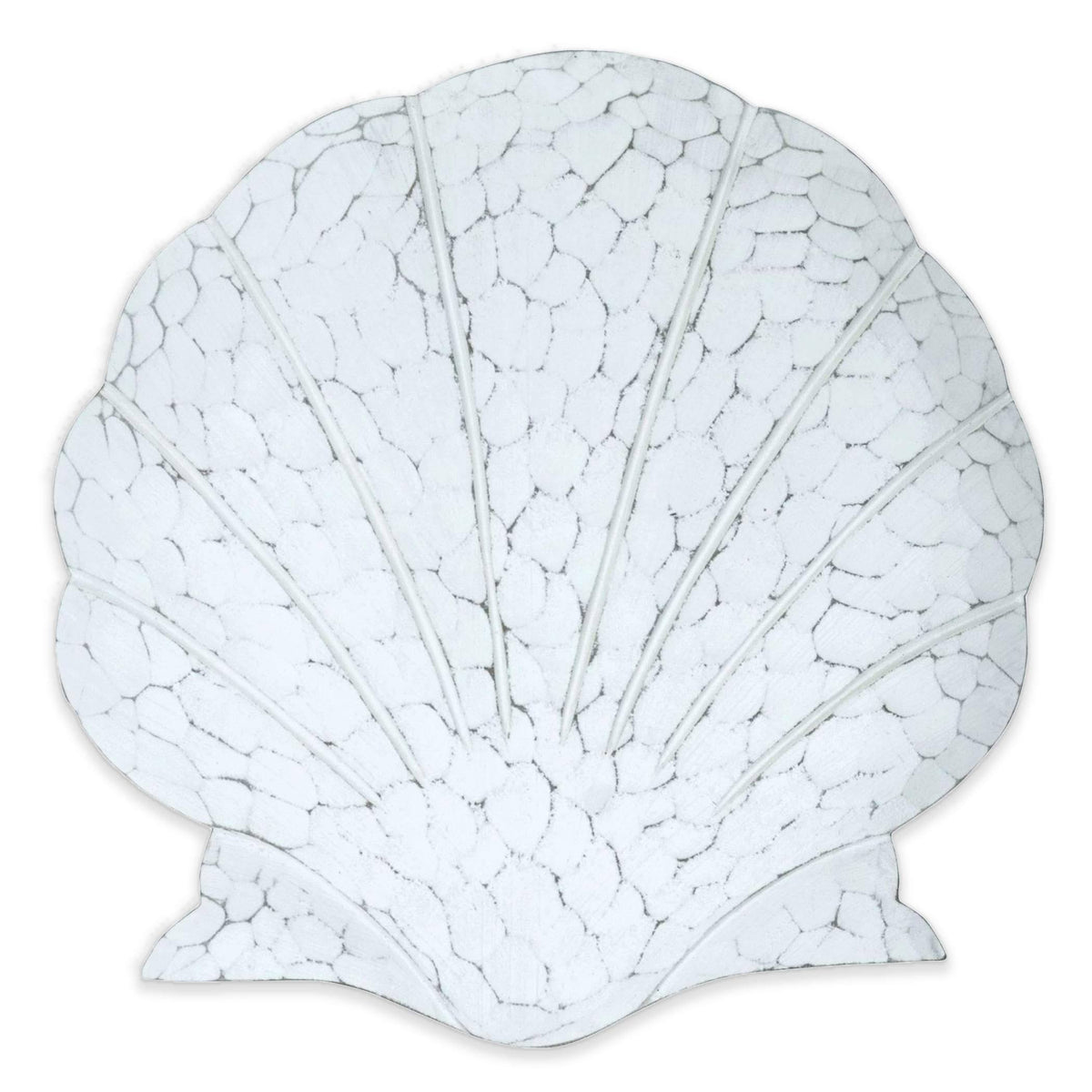Hand-Carved Coastal White Scallop Shell Beach Wall Decor G357078