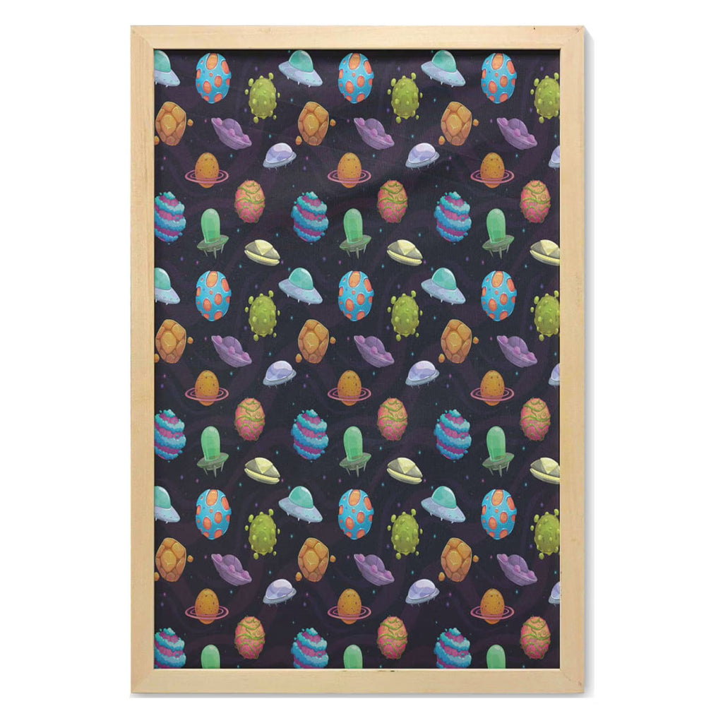 23" x 35" Multicolor Printed Fabric Space Wall Art with Frame P792