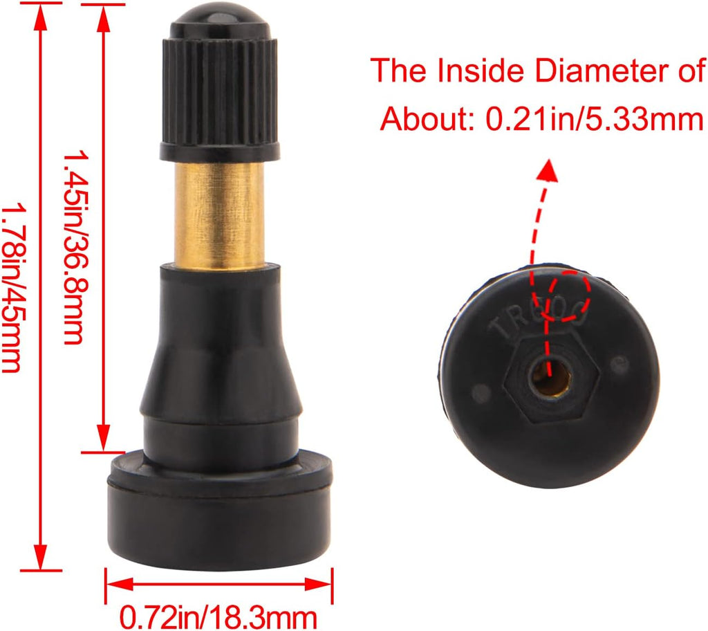 High Pressure Brass Rubber Snap-in Tire Valve Stem (100 Pack) G426986
