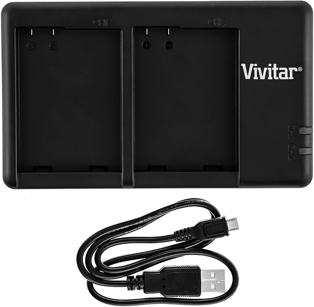 Dual Rapid Battery USB Charger with AC & Auto Plugs, 4-Pk Replacement Batteries, Cleaning Kit, Screen Protector, Mini Tripod Pack of 2 K9040