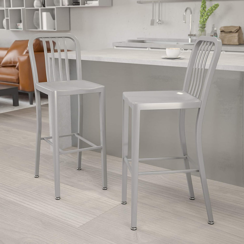 Red Metal Indoor-Outdoor Barstool I93660