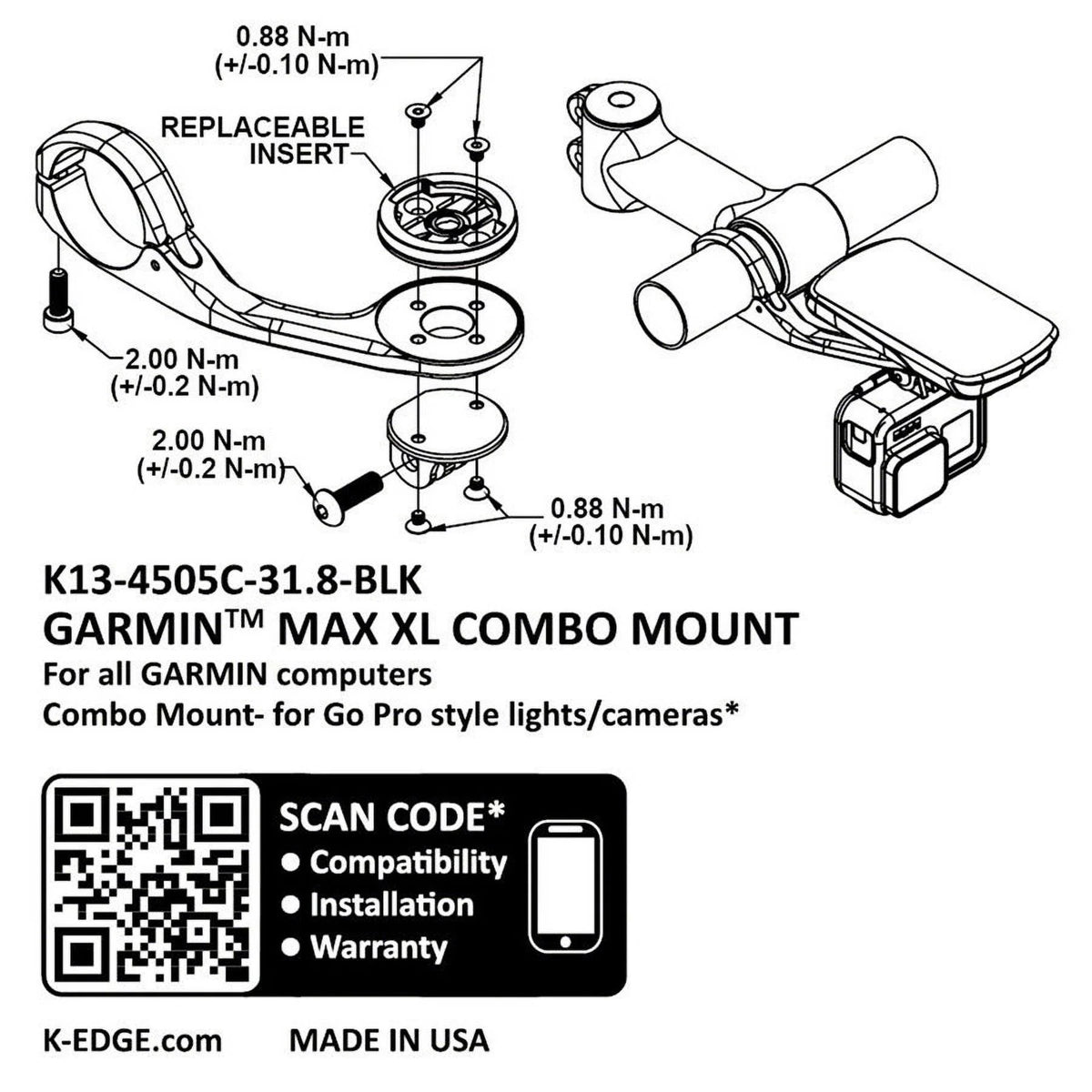 Black 31.8 Combo Mount I150414