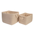 Set of 2 Linen Off White Braided Storage Basket B90353