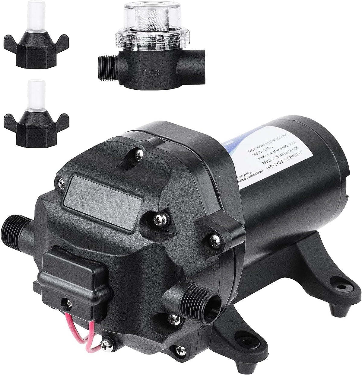12V 5.5GPM 70PSI Diaphragm Water Pump with Pressure Switch, Pack of 2 P396136