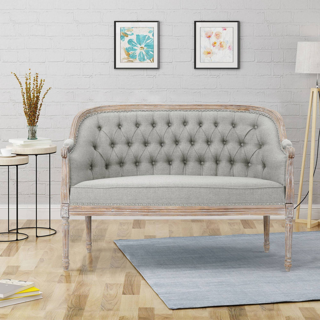 Tufted Loveseat Light Gray U88370