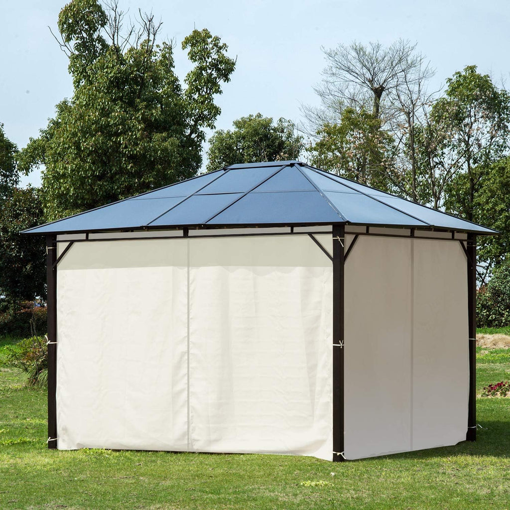 10x12 Hardtop Gazebo with Metal Frame, Polycarbonate Canopy with Curtains Q822