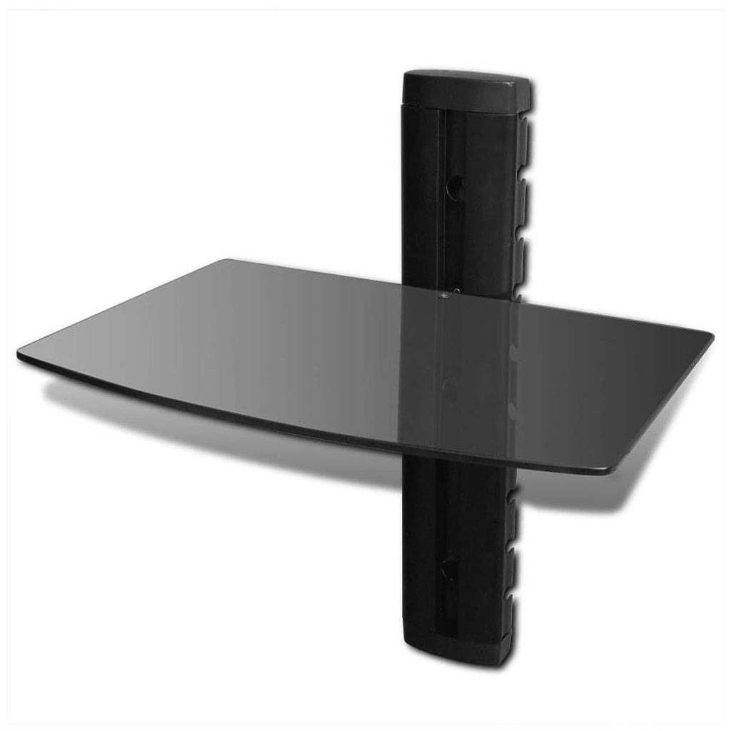 Black Wall Mounted Glass DVD Shelf P5853