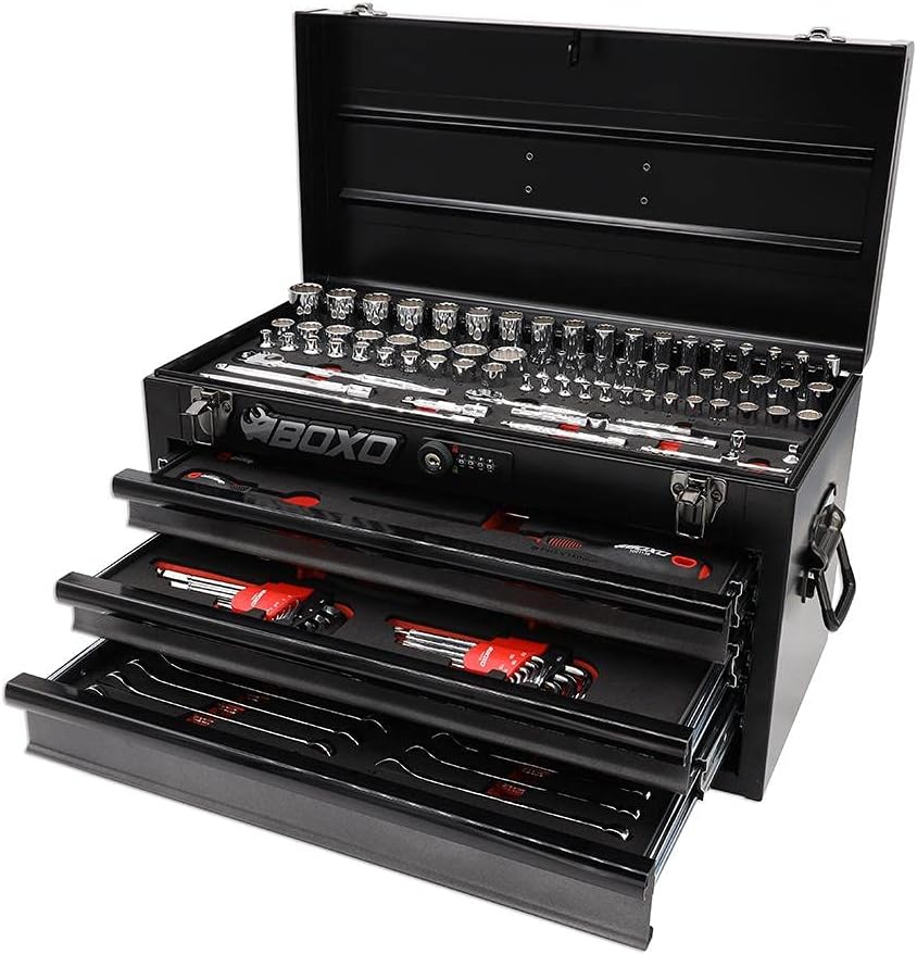 133-Piece Metric Tool Set with 3-Drawer Toolbox V75392