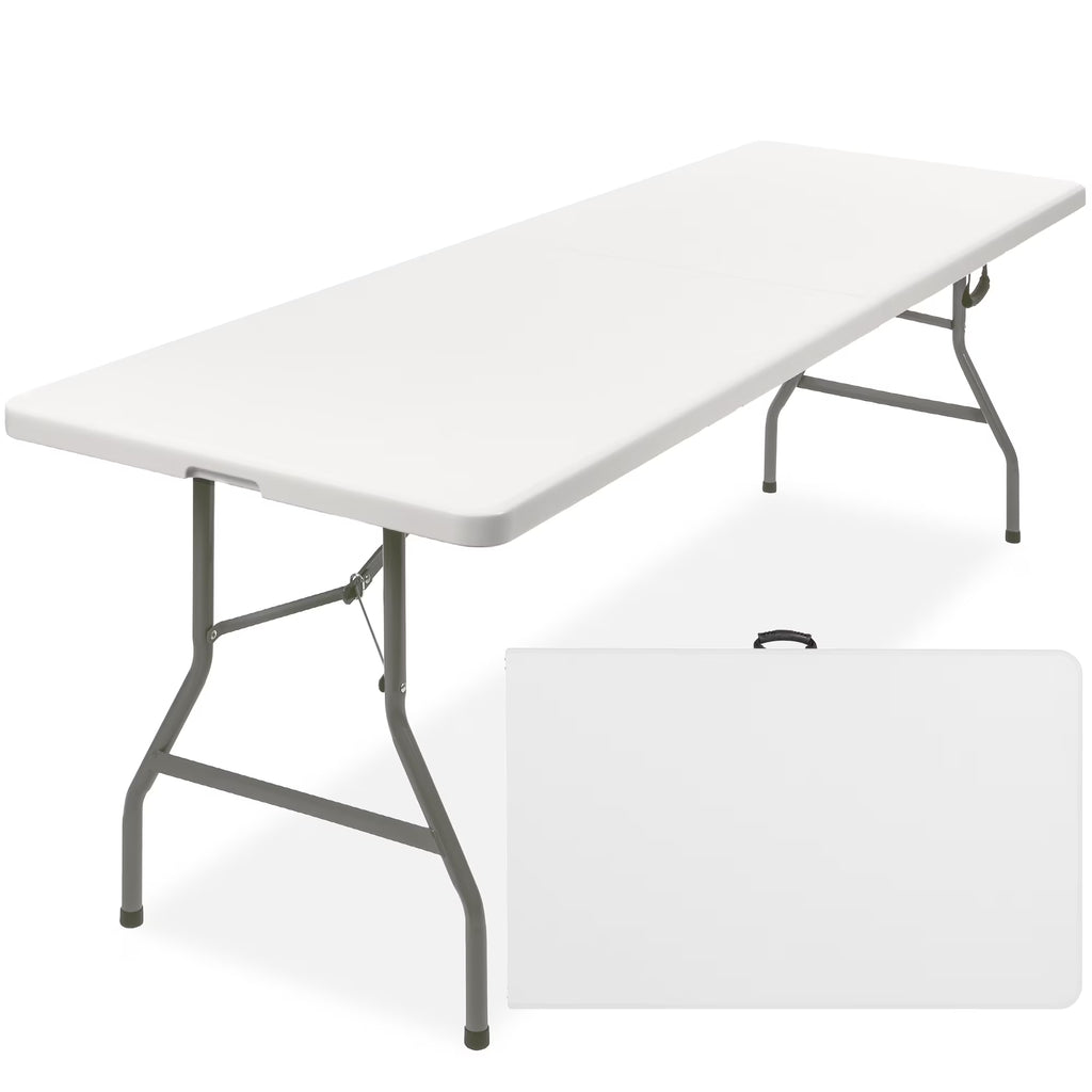 White 8ft Plastic Folding Table with Handle S13244