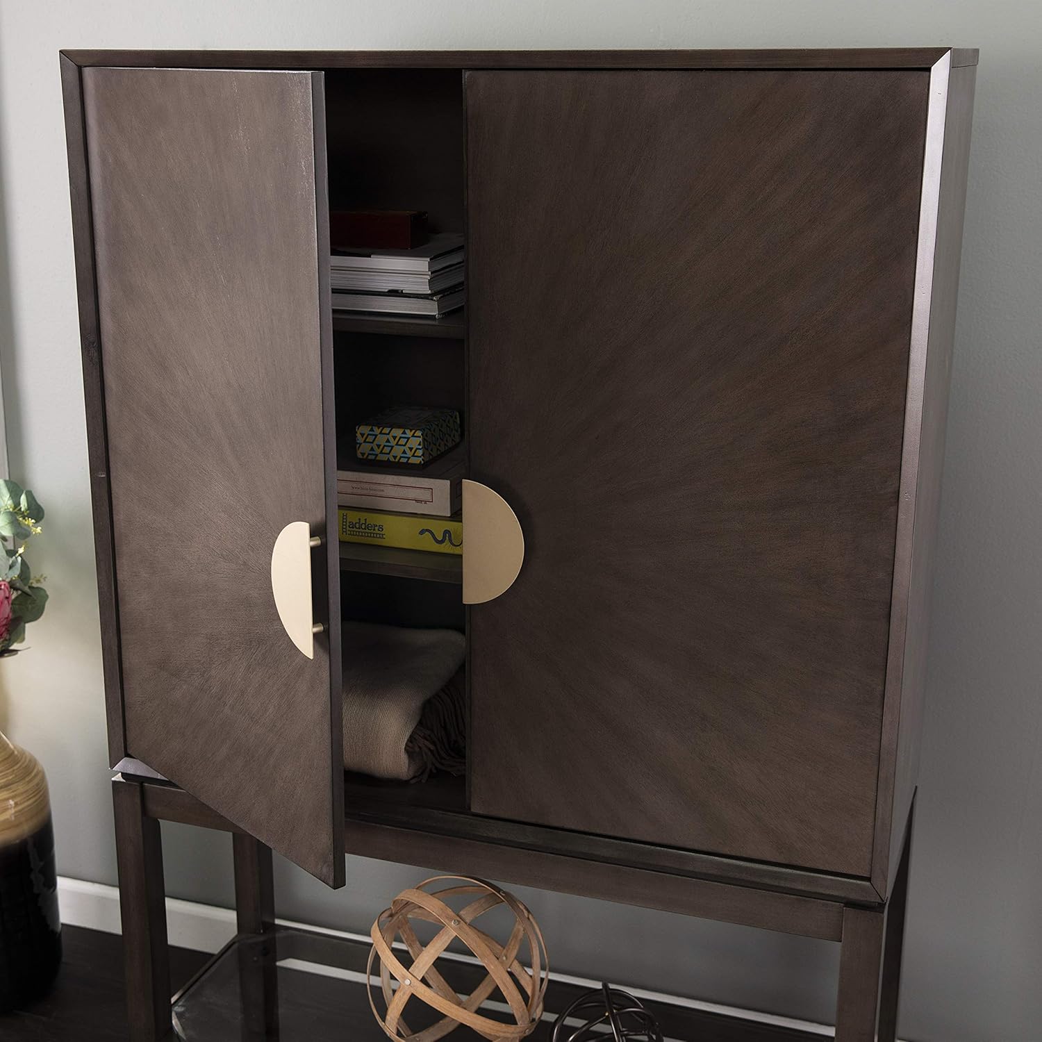 Gray Storage Hutch Bar Cabinet U366732