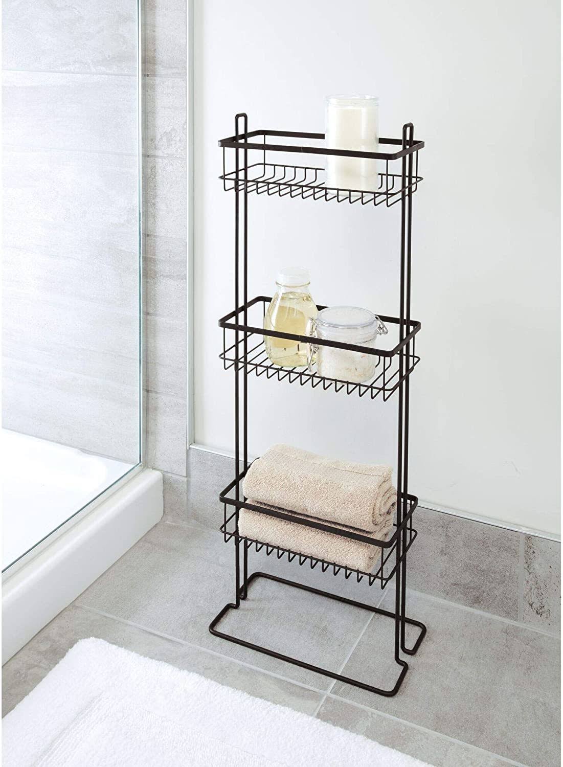Metal Standing Shower Caddy, 3-Tier Bath Shelf Baskets O715