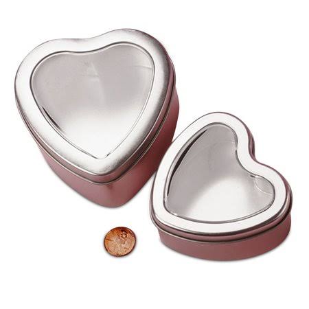 4 oz Metal Heart Shape Window Tin Can S677443