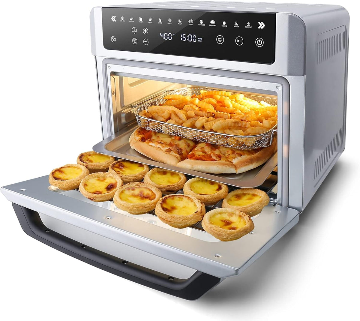 Large Digital LED Screen Convection Air Fryer Toaster Oven Combo with Rotisserie and Dehydrator E82793